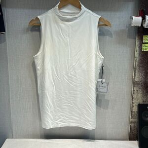 NEW Cupio Polished T Sleeveless Mock Neck Tshirt White Sz Medium Soft Basic